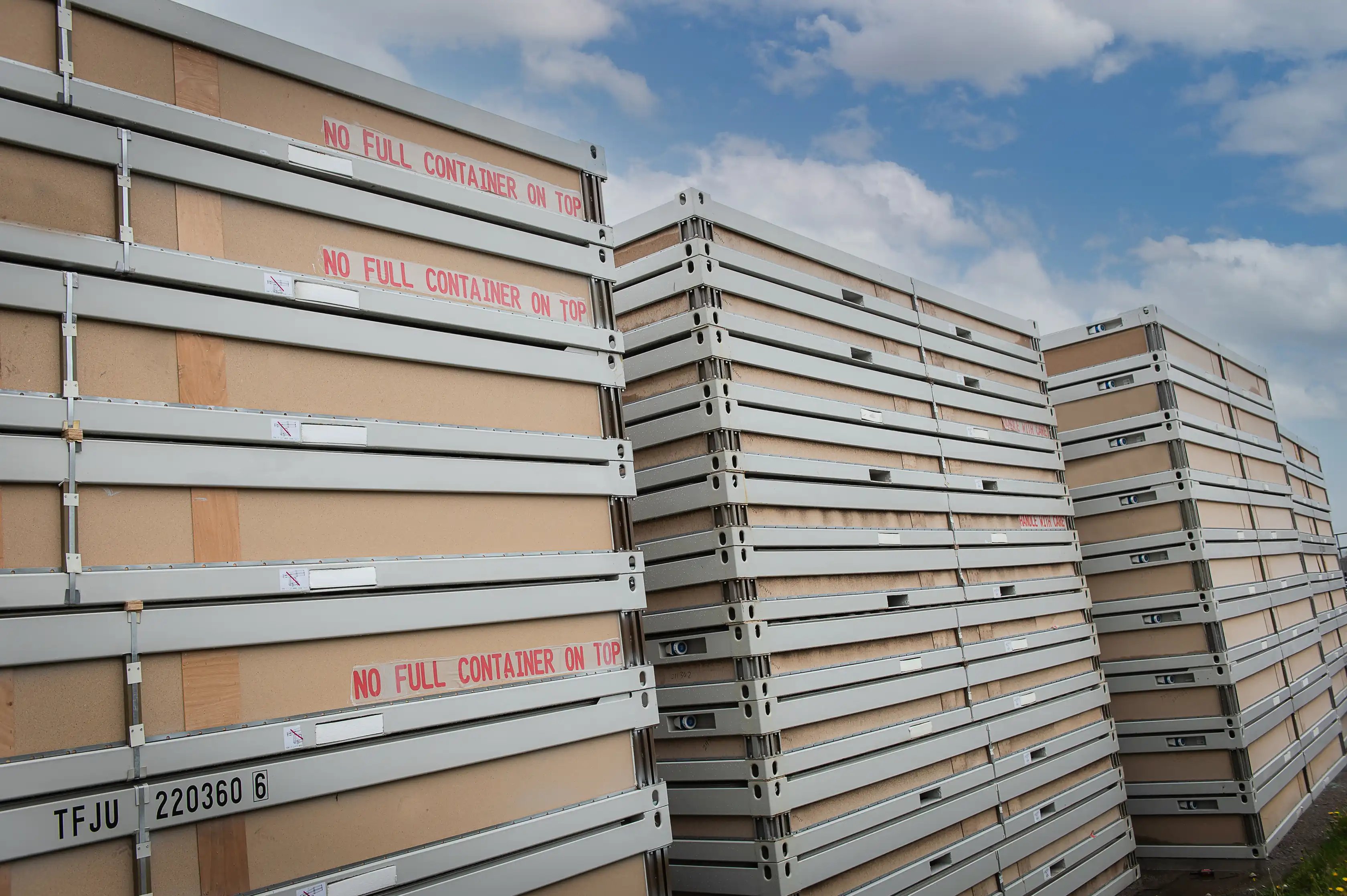 Flat packed units ready for export